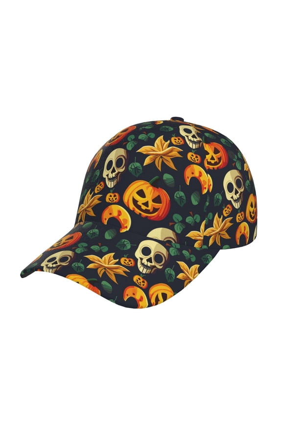 Halloween Skull pattern Trucker Low Profile Hat Men Women Baseball Cap Dad Hat Adjustable Unconstructed Plain Cap