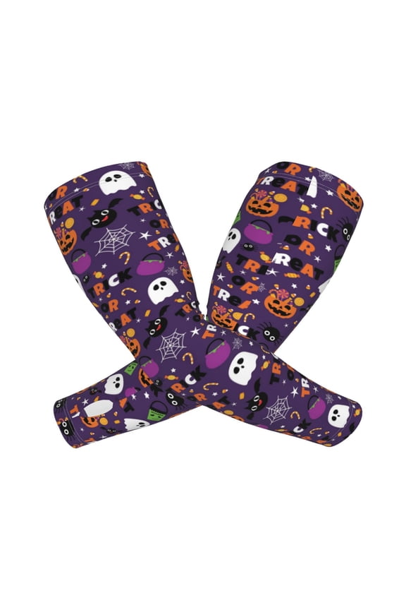 Halloween Sweet Candy Arm Sleeves for Men and Women - Tattoo Cover Up UPF 50+ Cooling Sports Sleeve for Basketball Golf Football-One Size