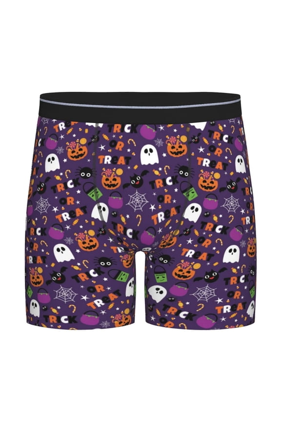 Halloween Sweet Candy Pattern Men's Athletic Long Leg Briefs , Performance Stretch Underwear,Moisture-Wicking