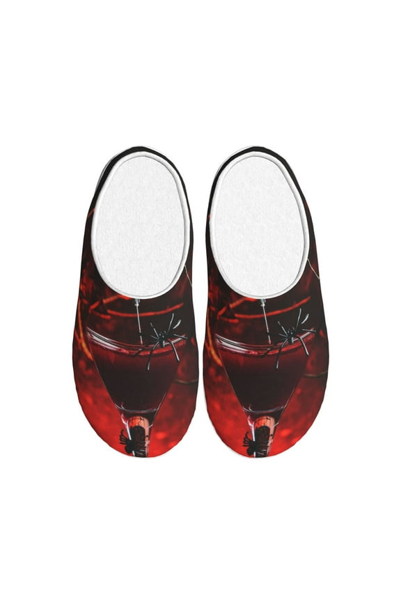 Halloween Vampire Party for Women's Lamb-hug Comfy Fleece House Slippers Memory Foam, Slip-on House Shoes Indoor Outdoor-44/45