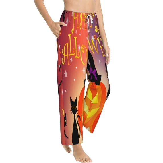 Picia Halloween Womens Soft Woven Cotton Elastic Waistband Sleep Pajama Pant Lounge Sleep Pant With Pockets And Drawstring-X-Large