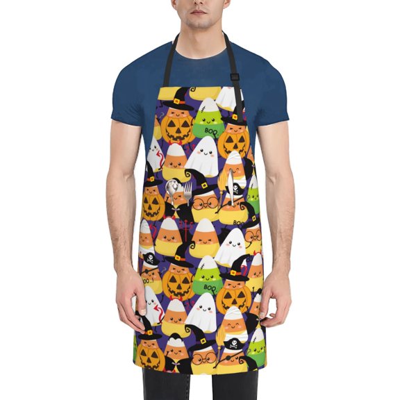 Picia Halloween1 Waterproof Apron for Unisex Adult - Adjustable Bib Apron with Pockets, Ideal for Cooking, Gardening, Painting, and Household Chores