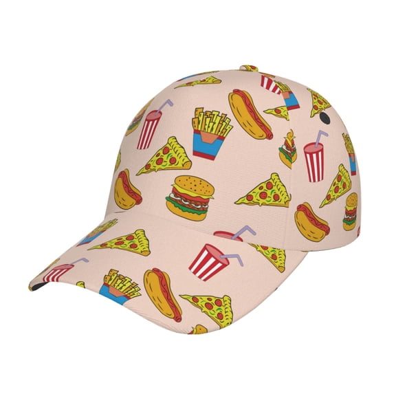 Picia Hamburger Pizza Coke pattern Trucker Low Profile Hat Men Women Baseball Cap Dad Hat Adjustable Unconstructed Plain Cap