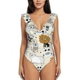 thumbnail image 1 of Picia Hand Drawn Animals Blooming Jelly Womens Tummy Control Bathing Suits Slimming Ruffle Swimsuit One Piece Lace Swimwear-, 1 of 8