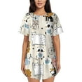 thumbnail image 1 of Picia Hand Drawn Animals Pajamas Sets for Women Soft Short-Sleeved Pjs with Lounge Shorts Two Piece Sleepwear-Large, 1 of 9