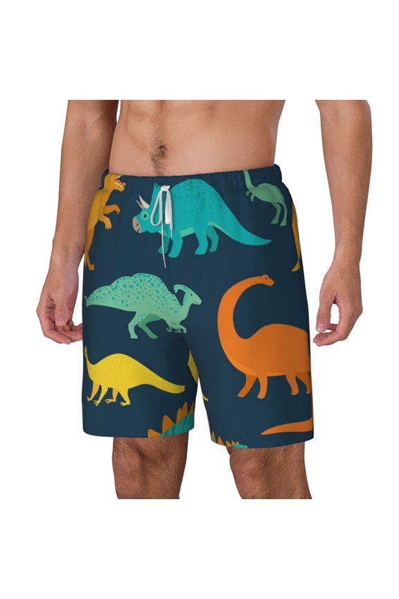 Hand Drawn Seamless pattern Mens Swim Trunks with Compression Liner Stretch Beach Shorts Quick Dry with Zipper Pockets No-Chafing Board Shorts-Small