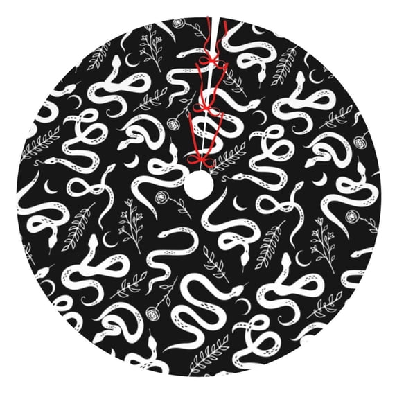 Picia Hand Drawn Snake Print Christmas Tree Skirt , Christmas Tree Skirt Ornaments for Merry Christmas Holiday Party Decorations Indoor Outdoor-36"