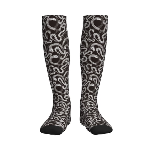 Picia Hand Drawn Snake Printed Sports Compression Socks - 15-20mmHg Graduated Compression, High-Performance Soft and Breathable Socks for Men and Women