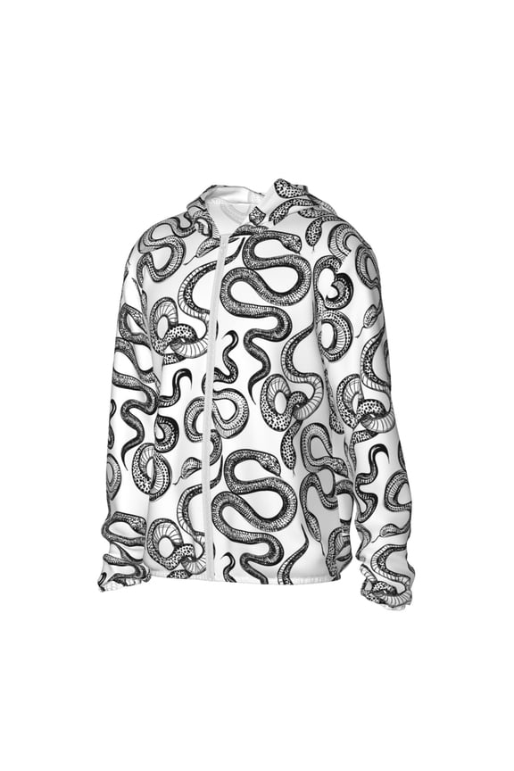 Hand Drawn Snake Women's Men's UPF 50+ Sun Protection Hoodie Shirt Long Sleeve SPF Fishing Outdoor UV Hiking Lightweight Shirts-X-Large