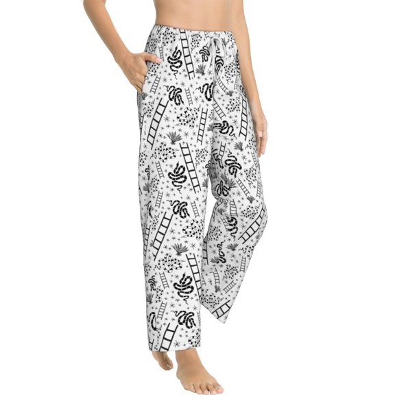 Picia Hand Drawn Snake Womens Soft Woven Cotton Elastic Waistband Sleep Pajama Pant Lounge Sleep Pant With Pockets And Drawstring-XX-Large