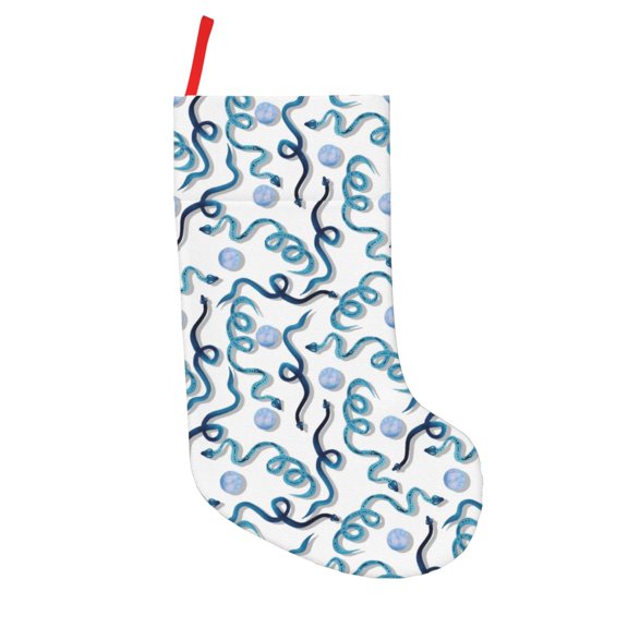 Picia Hand Drawn Snake for 18in Christmas Stockings, Xmas Stocking for Kids, Holiday and Family Stocking for Fireplace or Party Decoration