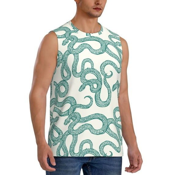 Picia Hand Drawn Snake mens Cotton Tank Undershirts , Moisture-wicking Ribbed Tanks, Lightweight Cotton Tank Undershirts-Small