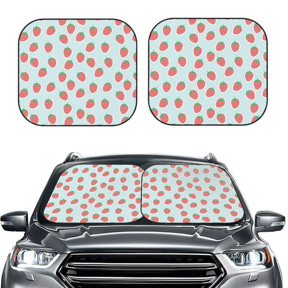 Picia Hand Drawn Strawberry 2 Piece Car Windshield Sun Shade Foldable | Foldable Sun Shield for Front Window Blocks UV Rays and Keeps Your Vehicle Cool-