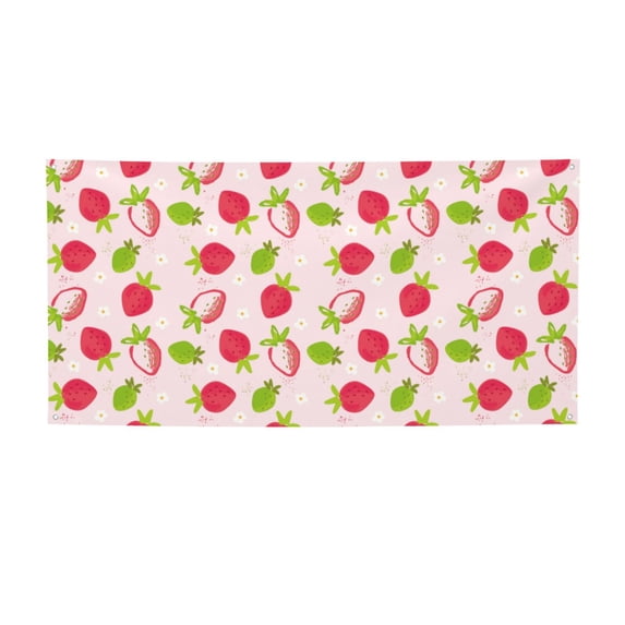 Picia Hand Drawn Strawberry Pattern Party Banner, Festive Decoration, Holiday Banner, Celebration Decor, Event Banner, Reusable Party Banner-Medium