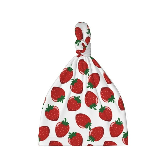 Picia Hand Drawn Strawberry Printed Preemie Hats for Baby Girls Cotton Premature Knot Hats Newborn Hospital Cap Warm Knot Beanie Nicu for Preemie Girls and Boys