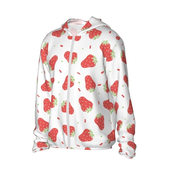Picia Hand Drawn Strawberry Women's Men's UPF 50+ Sun Protection Hoodie Shirt Long Sleeve SPF Fishing Outdoor UV Hiking Lightweight Shirts-XX-Large