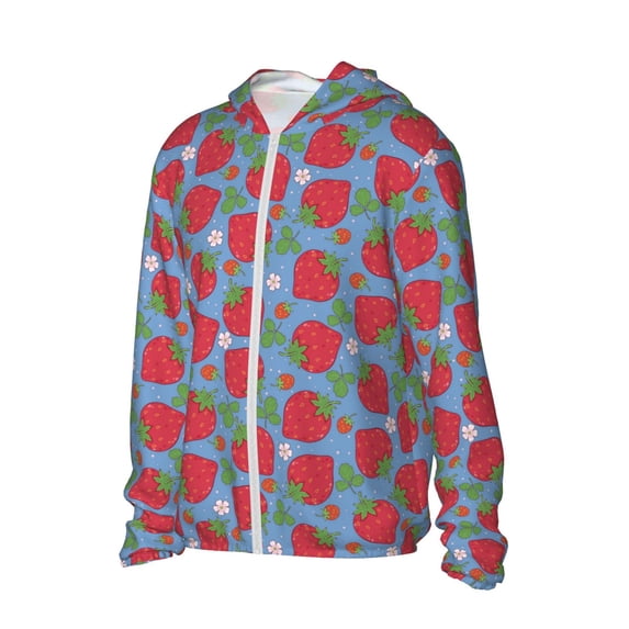 Picia Hand Drawn Strawberry Women's Men's UPF 50+ Sun Protection Hoodie Shirt Long Sleeve SPF Fishing Outdoor UV Hiking Lightweight Shirts-