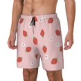 thumbnail image 1 of Picia Hand Drawn Strawberry pattern Mens Swim Trunks with Compression Liner Stretch Beach Shorts Quick Dry with Zipper Pockets No-Chafing Board Shorts-3X-Large, 1 of 9