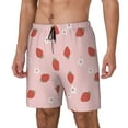 thumbnail image 1 of Picia Hand Drawn Strawberry pattern Mens Swim Trunks with Compression Liner Stretch Beach Shorts Quick Dry with Zipper Pockets No-Chafing Board Shorts-Small, 1 of 9