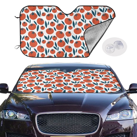 Picia Hand Drawn Tomatoes Curved Windshield Sunshade Accordion Folding Style Auto Shade for Car Truck SUV Van Blocks UV Ray Sun Visor Protector -Medium
