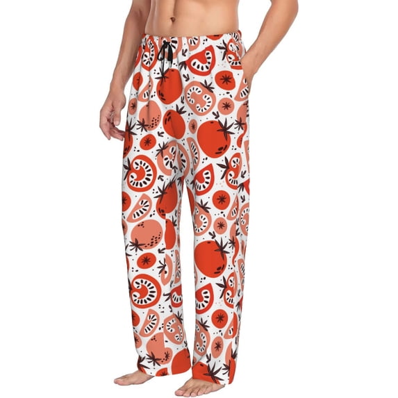 Picia Hand Drawn Tomatoes Mens Soft Woven Cotton Elastic Waistband Sleep Pajama Pant Lounge Sleep Pant With Pockets And Drawstring-Large