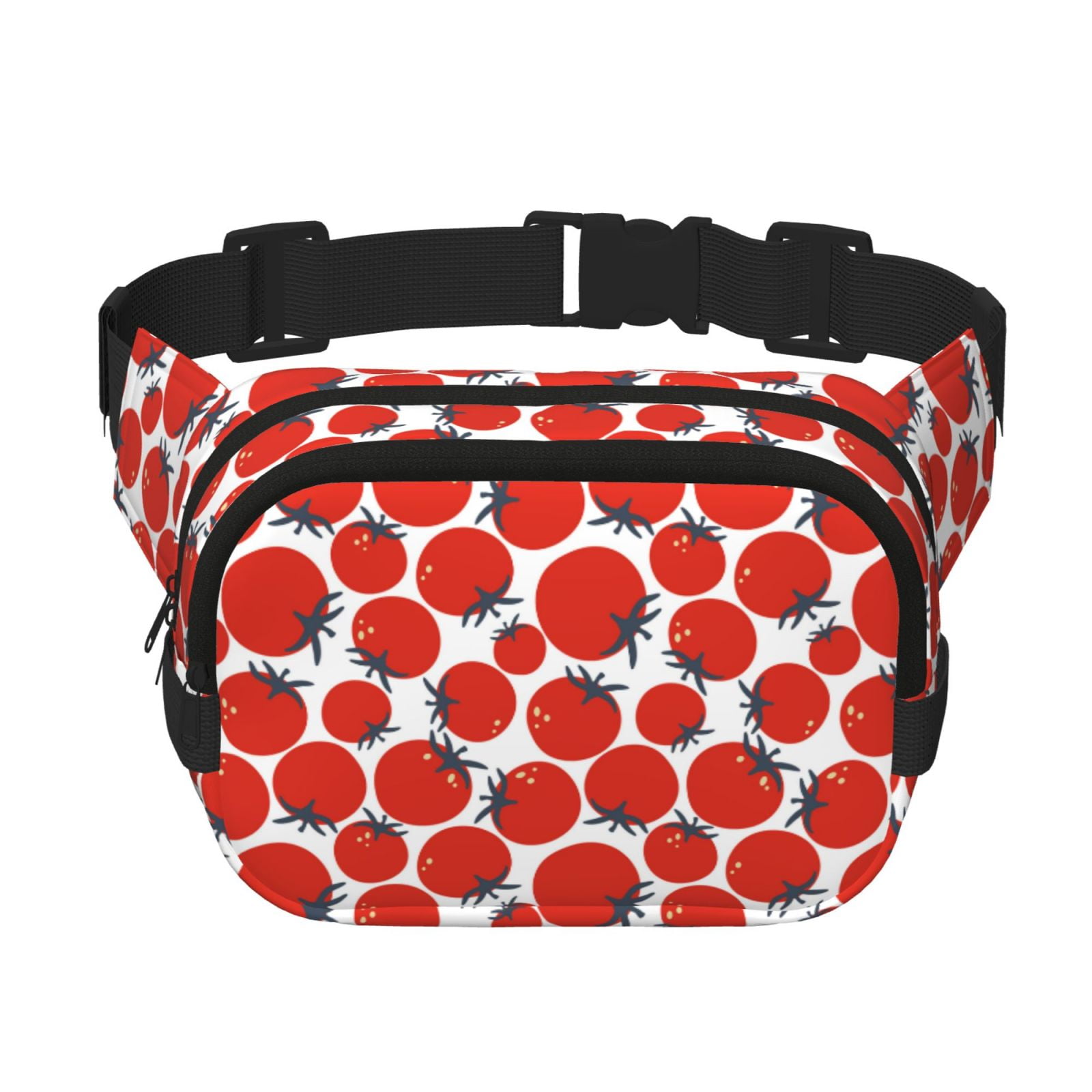 Picia Hand Drawn Tomatoes Print Square Double-Layer Waist Bag Mini Adjustable Waist Belt Bag Exercise Running Travel Hiking