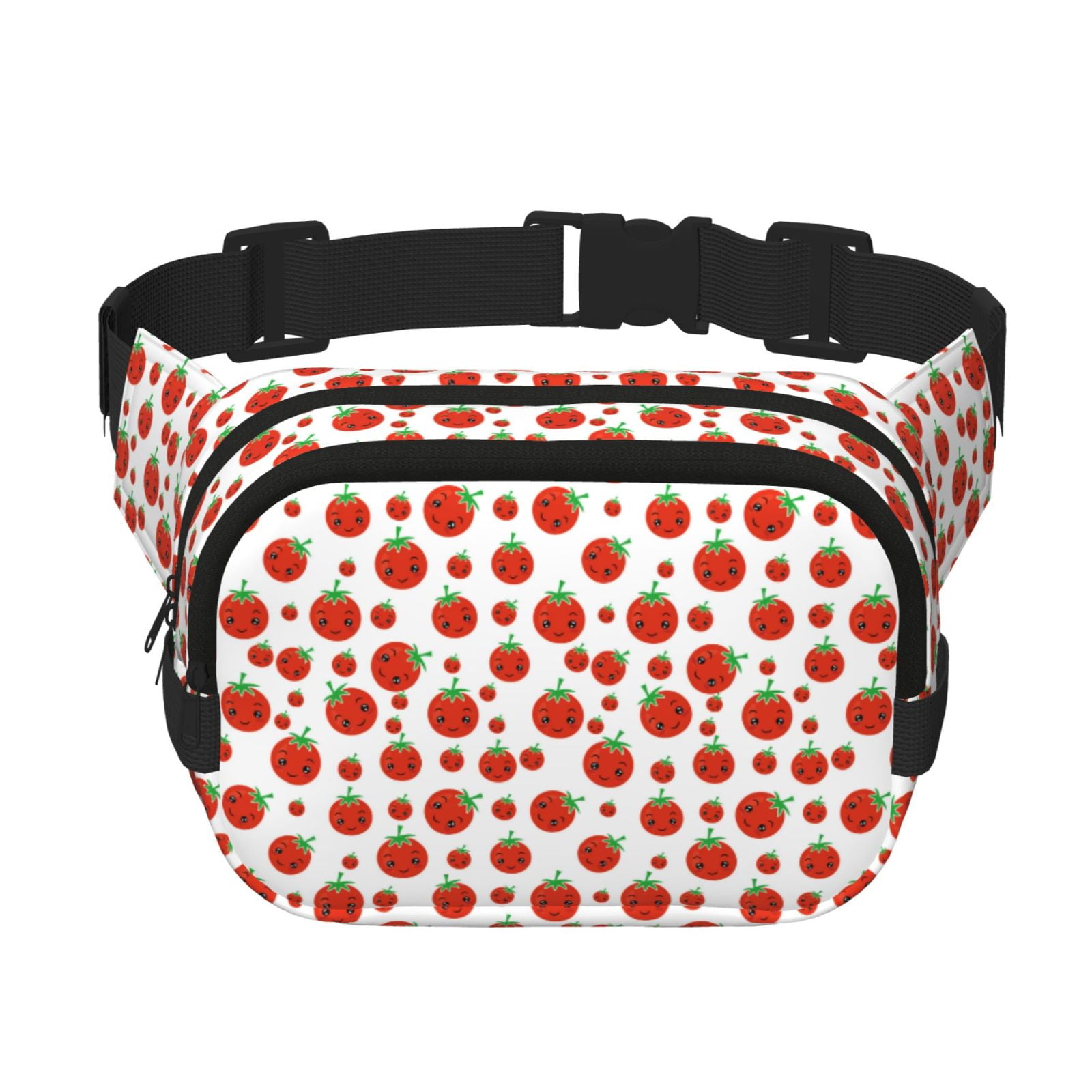 Picia Hand Drawn Tomatoes Print Square Double-Layer Waist Bag Mini Adjustable Waist Belt Bag Exercise Running Travel Hiking