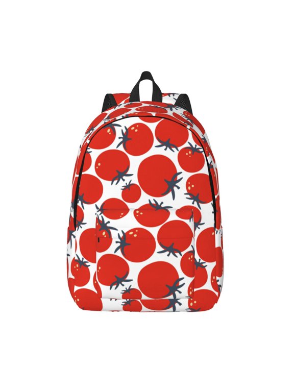 Hand Drawn Tomatoes Printed Canvas Daypack - Stylish and Durable Vintage Compact Backpack - Class, Work, Travel, or Laptop Bookbag,Organized Compartments-Medium