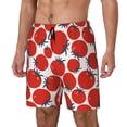 thumbnail image 1 of Picia Hand Drawn Tomatoes pattern Mens Swim Trunks with Compression Liner Stretch Beach Shorts Quick Dry with Zipper Pockets No-Chafing Board Shorts-, 1 of 9