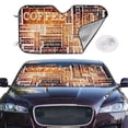 thumbnail image 1 of Picia Hand Drawn Vintage Coffee Curved Windshield Sunshade Accordion Folding Style Auto Shade for Car Truck SUV Van Blocks UV Ray Sun Visor Protector -, 1 of 7