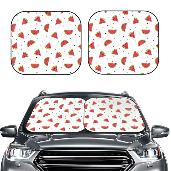 Picia Hand Drawn Watermelon 2 Piece Car Windshield Sun Shade Foldable | Foldable Sun Shield for Front Window Blocks UV Rays and Keeps Your Vehicle Cool-