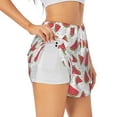 thumbnail image 1 of Picia Hand Drawn Watermelon Pattern Women's 2 in 1 Athletic Running Shorts High Waisted Workout Casual Gym Sweat Shorts with Comfy Liner Zipper Pockets-Medium, 1 of 9