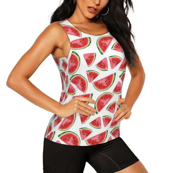 Picia Hand Drawn Watermelon Pattern Women's Workout Tank Top,Breathable Activewear,Slim Fit Athletic Top,Versatile Workout Moisture-wicking top-Medium