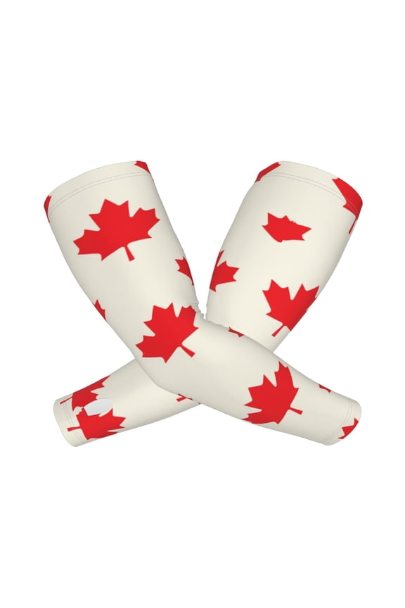 Happy Canada Day Arm Sleeves for Men and Women - Tattoo Cover Up UPF 50+ Cooling Sports Sleeve for Basketball Golf Football-One Size