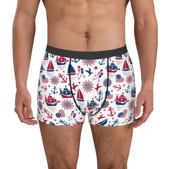 Picia Happy Columbus Day Pattern Men’s Boxer Briefs – Soft & Breathable Underwear, Stretchy & Comfortable Fit, Supportive Pouch Design, Moisture-Wicking-Large