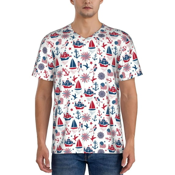 Picia Happy Columbus Day Pattern Mens Polo Shirts Quick Dry Short Sleeve Golf T Shirt Performance Moisture Wicking Casual Workout Baseball T-shirt-Medium