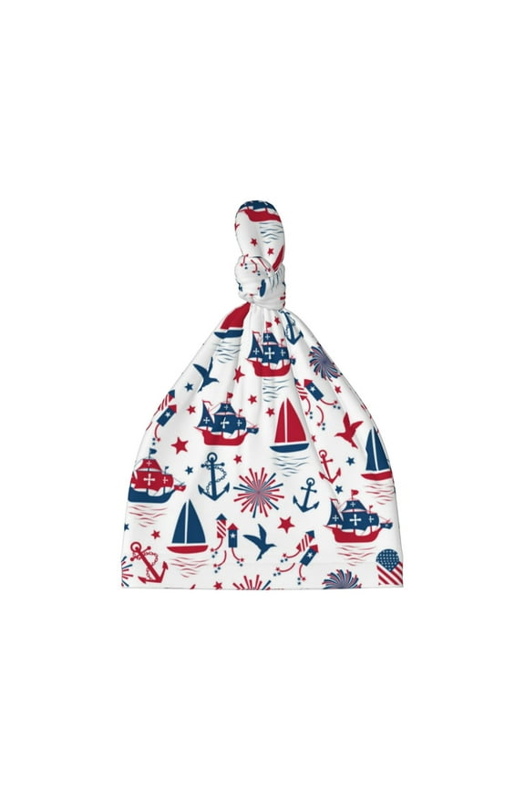 Happy Columbus Day Printed Preemie Hats for Baby Girls Cotton Premature Knot Hats Newborn Hospital Cap Warm Knot Beanie Nicu for Preemie Girls and Boys