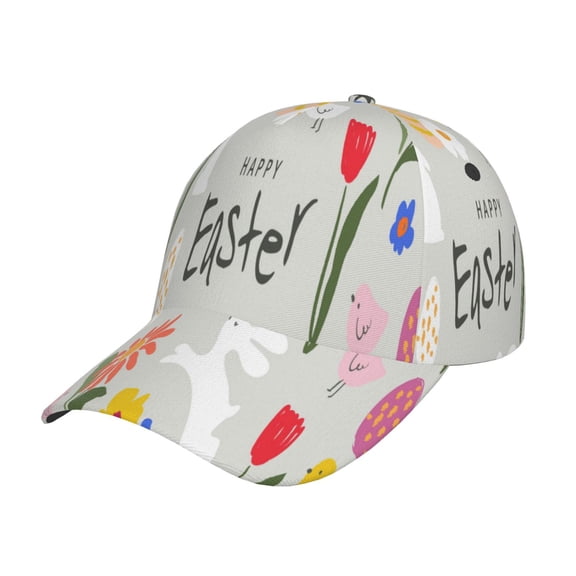 Picia Happy Easter Pattern Trucker Low Profile Hat Men Women Baseball Cap Dad Hat Adjustable Unconstructed Plain Cap