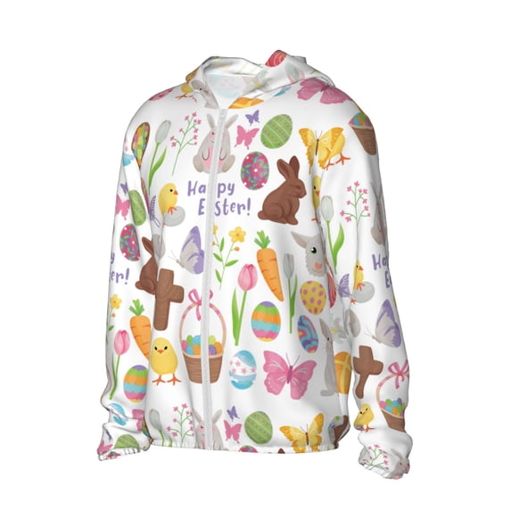Picia Happy Easter1 Women's Men's UPF 50+ Sun Protection Hoodie Shirt Long Sleeve SPF Fishing Outdoor UV Hiking Lightweight Shirts-