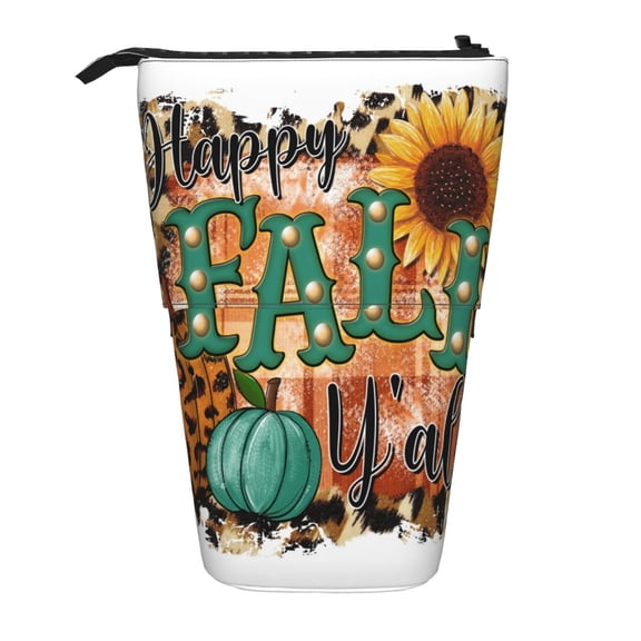 Picia Happy Fall Y'All Print Telescopic Pencil Case, Telescopic Pen Holder Telescopic Pencil Pouch Bag Stationery Pencil Case Box Storage Organizer Makeup Bag