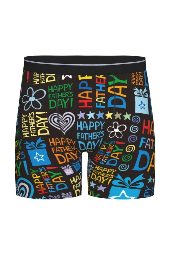 Happy Father Day Pattern Men's Athletic Long Leg Briefs , Performance Stretch Underwear,Moisture-Wicking