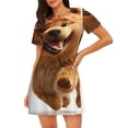 thumbnail image 1 of Picia Happy Fluffy Running Dog Pattern Women’s Nightdress – Casual Short-sleeved Loose-Fit Sleepwear, Soft Cotton Short-Sleeve Sleep Shirt for Relaxation & Comfort, 1 of 6