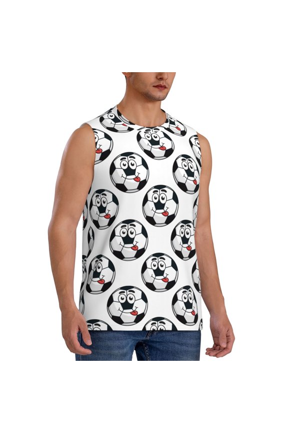Happy Football mens Cotton Tank Undershirts , Moisture-wicking Ribbed Tanks, Lightweight Cotton Tank Undershirts-Small