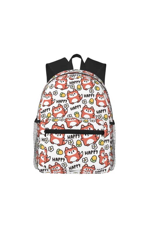 Happy Foxy Faces Large Capacity Backpack Classic Style Backpack Casual Backpack Water-Resistant School Work Travel Outdoor Backpack