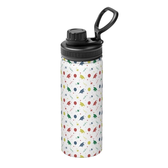 Picia Happy Graduation Pattern Water Bottle 18 oz Stainless Steel Insulated Bottles With Handle Leak Proof Gym Sport Water Jug BPA-free insulated kettle For Men Women Adults