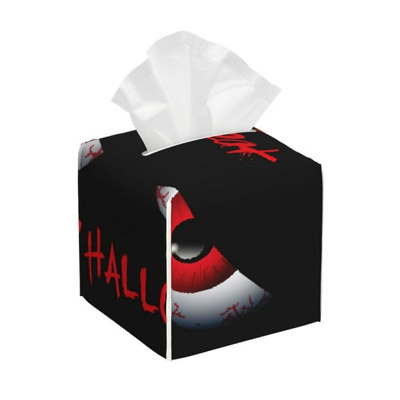 Picia Happy Halloween2 Pattern Tissue Box Cover,PVC Leather Square Holder,Tissue Box Holder with Magnetic Bottom,Facial Paper Organizer Dispenser-5.2"X5.2"X5.2"