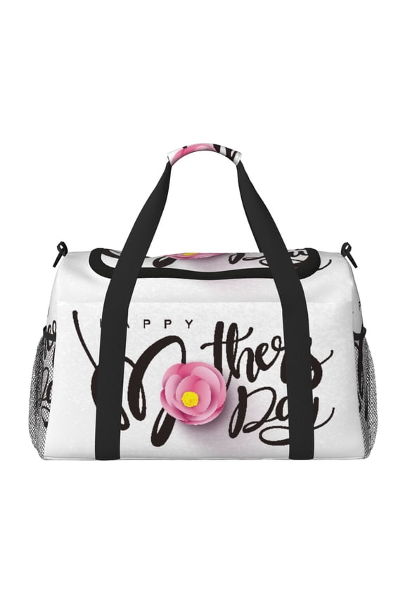 Happy Mother's Day (3) Print Travel Duffle Bag,Weekender Bags for Women with Shoe Compartment, Gym Duffel Bag with Wet Pocket, Hospital Bags for Labor and Delivery
