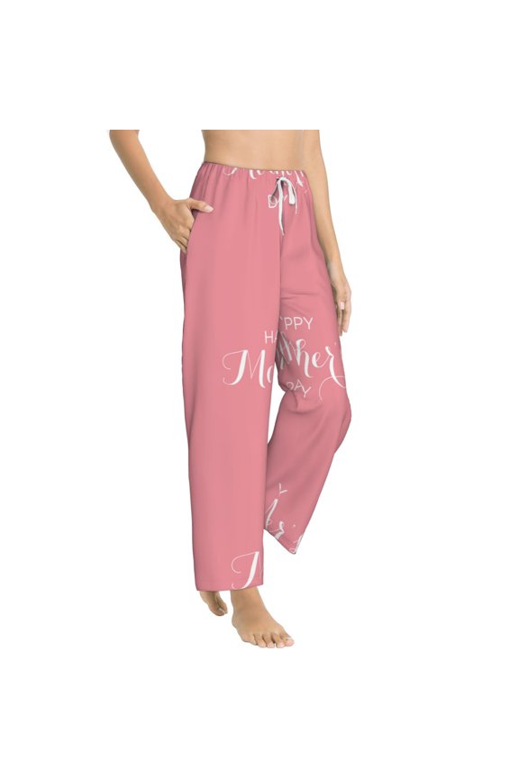 Happy Mother's Day Womens Soft Woven Cotton Elastic Waistband Sleep Pajama Pant Lounge Sleep Pant With Pockets And Drawstring-Small