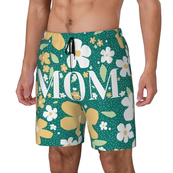 Picia Happy Mother's Day1 pattern Mens Swim Trunks with Compression Liner Stretch Beach Shorts Quick Dry with Zipper Pockets No-Chafing Board Shorts-Small