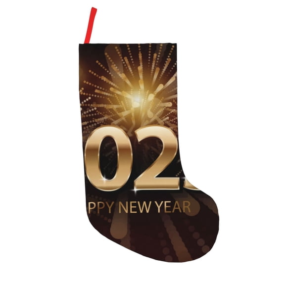 Picia Happy New Year 2025 B for 18in Christmas Stockings, Xmas Stocking for Kids, Holiday and Family Stocking for Fireplace or Party Decoration